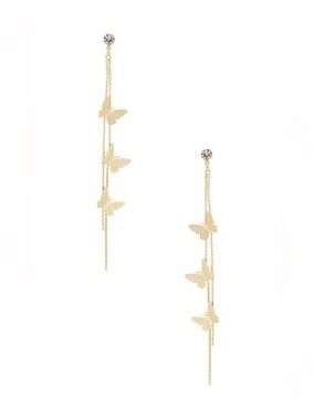 SHASHI Gold Butterfly Threader Earrings